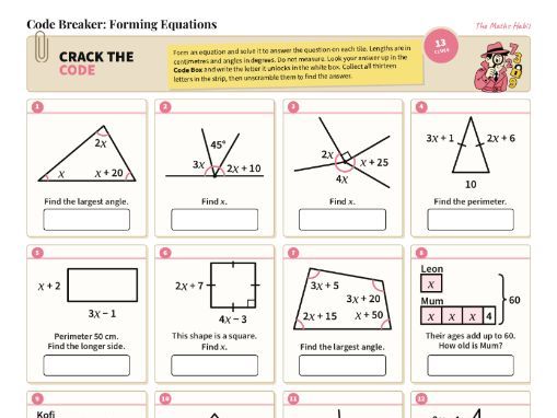Forming Equations Code Breaker GCSE Maths