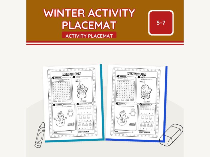 Winter Activity Placemat Word Search | 2 pp