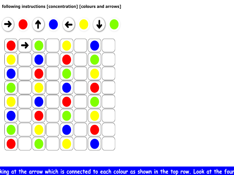 following instructions [concentration] [colours and arrows]
