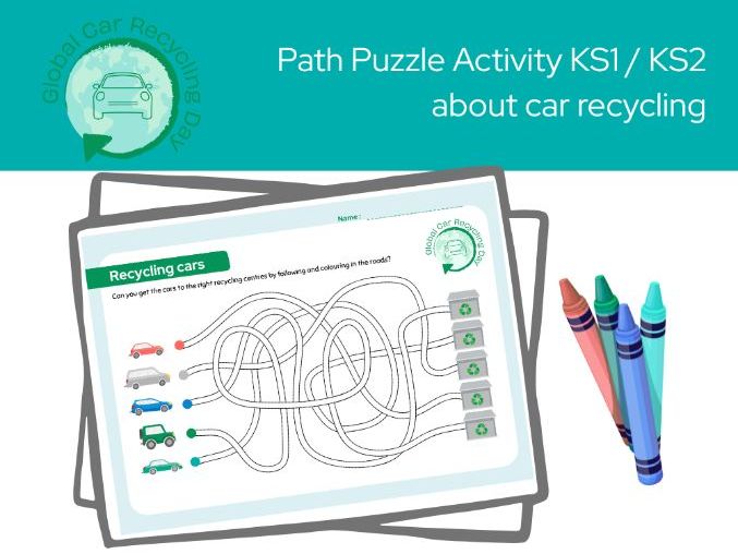 Global Car Recycling Day Path Puzzle KS1 KS2 Activity
