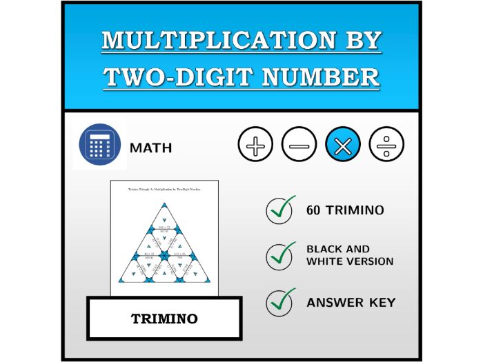 Trimino | Multiplication by Two-Digit Number | Math Activity