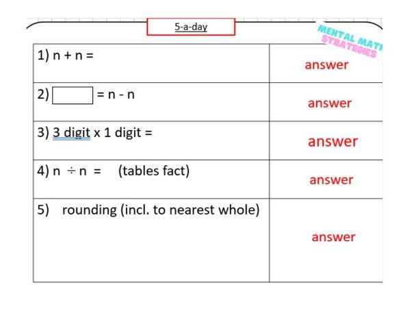 Year 6 Daily Arithmetic Question Sets