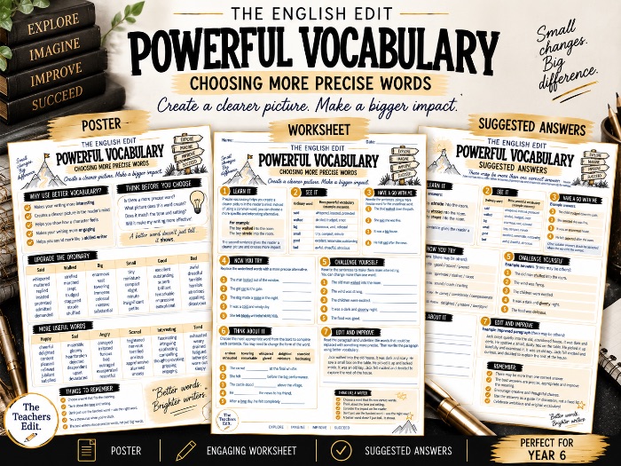 Powerful Vocabulary | Year 6 English Worksheet, Poster & Suggested Answers