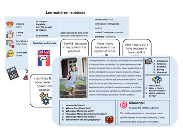 School Subjects (French) - Complete Unit with Assessment & Mark Scheme (also suitable for cover)