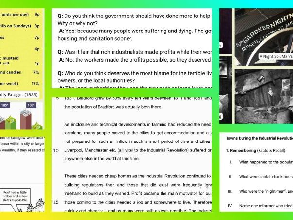 KS2/KS3/GCSE Medicine Through Time - 19th Public Health: Slums Lesson Pack