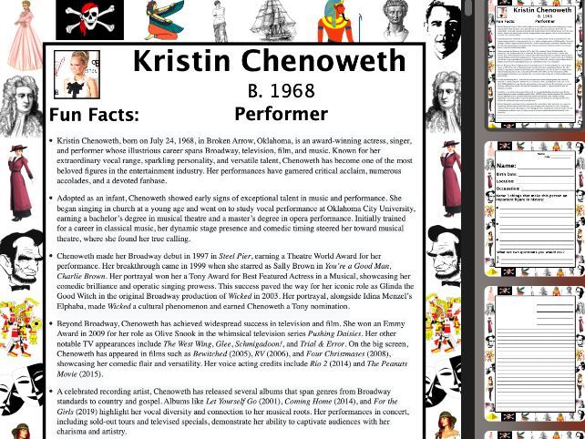 Kristin Chenoweth PACKET & ACTIVITIES, Important Historical Figures Series
