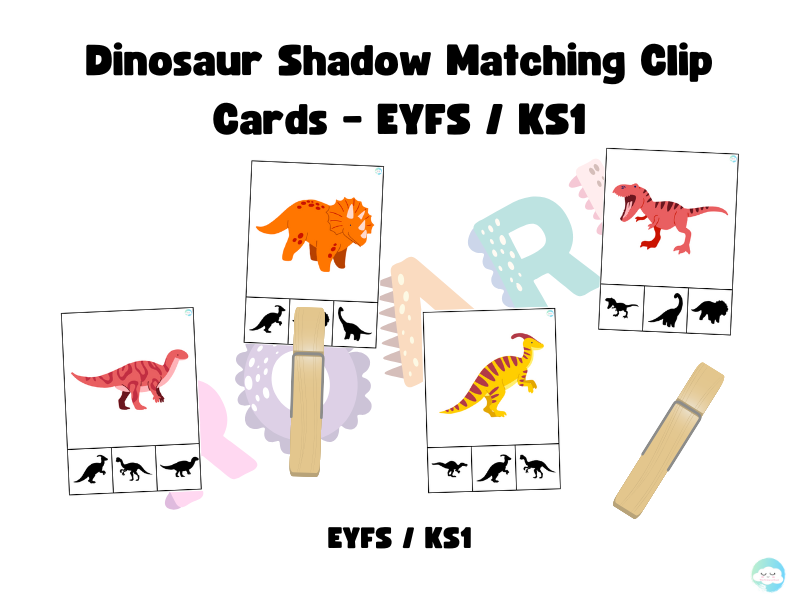 Dinosaur Shadow Matching Clip Cards – EYFS / KS1