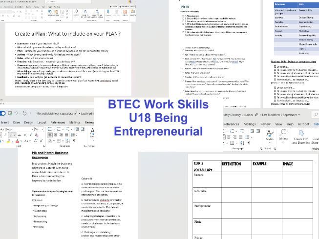 BTEC WORK SKILLS U18 Entrepreneurial