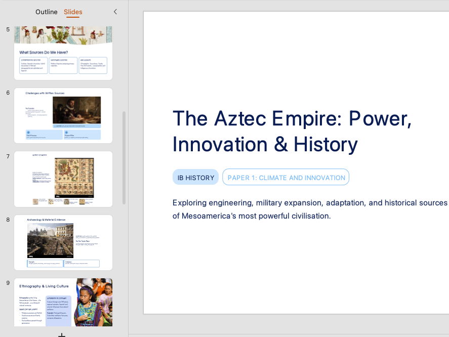 IB DP History Paper 1: The Aztec Empire – Climate and Innovation | Course Introduction PowerPoint