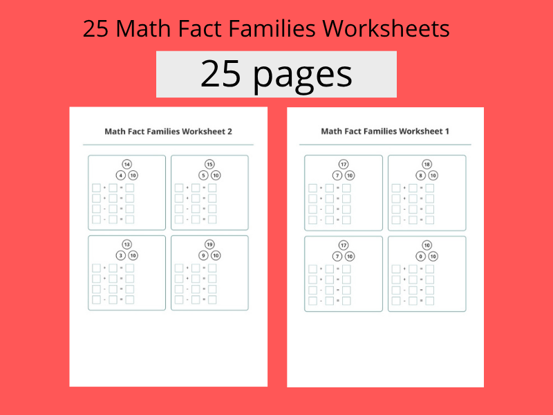 25 Math Fact Families Worksheets
