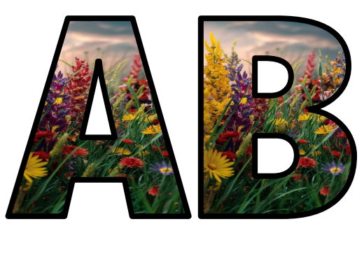 Beautiful Flowers Growing Lettering Set Display Title Letters Numbers Signs