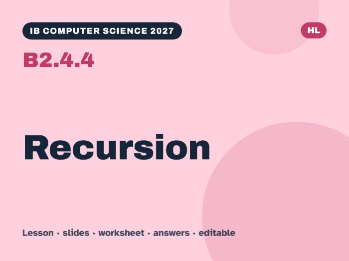 IB Computer Science 2027 – B2.4.4 Recursion – Lesson & Worksheet