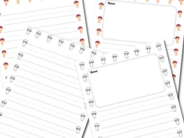 Mushroom Writing & Prewriting Paper Set | 8 Pages | Seasonal Classroom Printable