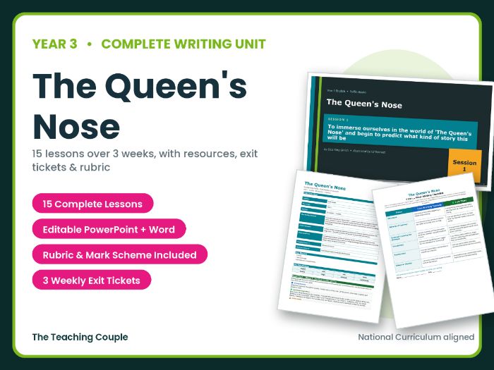 The Queen's Nose | Year 3 English Unit | 15 Complete Lessons + Resources + Mark Scheme