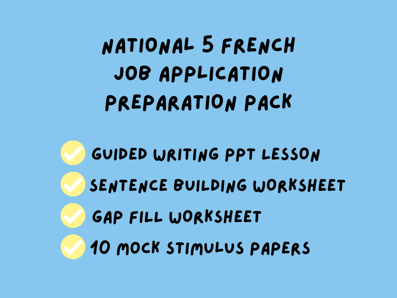 National 5 French | Job Application | Preparation Pack
