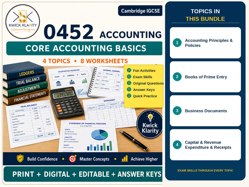 Cambridge IGCSE Accounting 0452 - Core Accounting Basics - Print + Digital