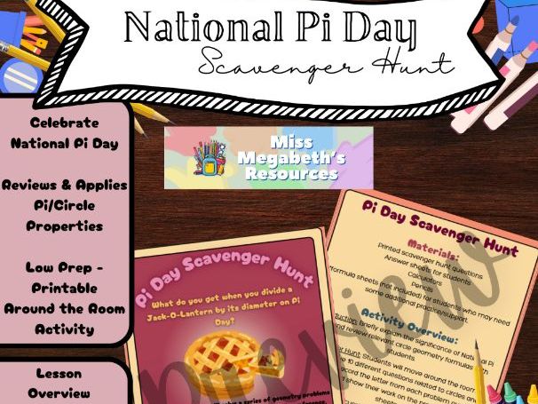 National Pi Day Scavenger Hunt - Around the Room - Middle & High School Geometry Activity