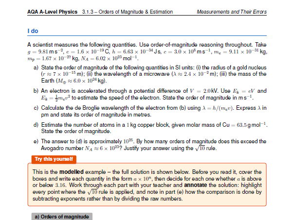 AQA A-Level Physics: Measurements and Their Errors - Teacher and Student Worksheet Bundle