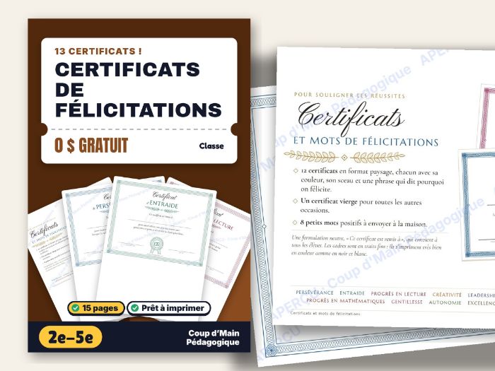 FREE French Student Award Certificates & Positive Notes Home | Certificats