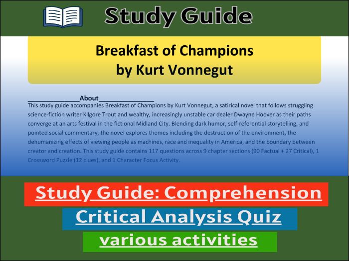 Breakfast of Champions - Comprehension 91����t & Activities