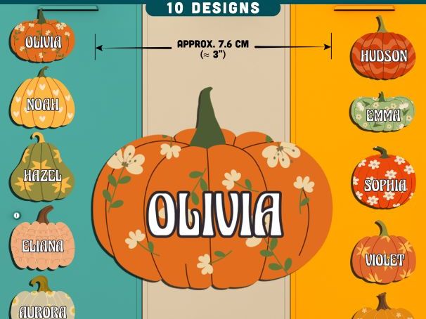 Cozy Pumpkin Name Tags, Editable Autumn Classroom Labels, Fall Student Decor, 10 Designs