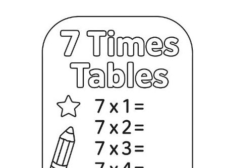 7 Times Tables Colouring Template Bookmark MTC