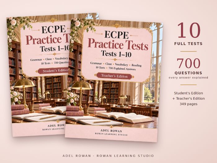 10 ECPE Reading-section practice tests: Grammar, Cloze, Vocabulary and Reading comprehension