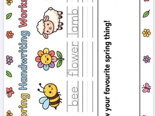 Spring Hand writing worksheets