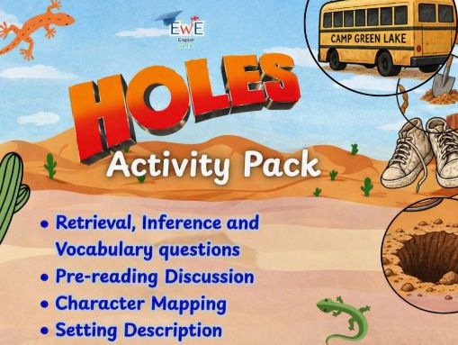 Holes by Louis Sachar - 6 Worksheets/Activities-Early chapters -Guided Reading