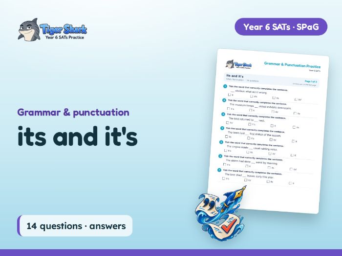 its and it's Worksheet: Year 6 SATs SPaG