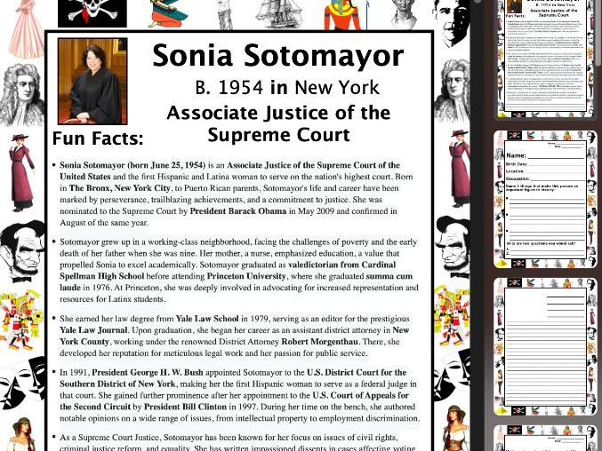 Sonia Sotomayor PACKET & ACTIVITIES, Important Historical Figures Series
