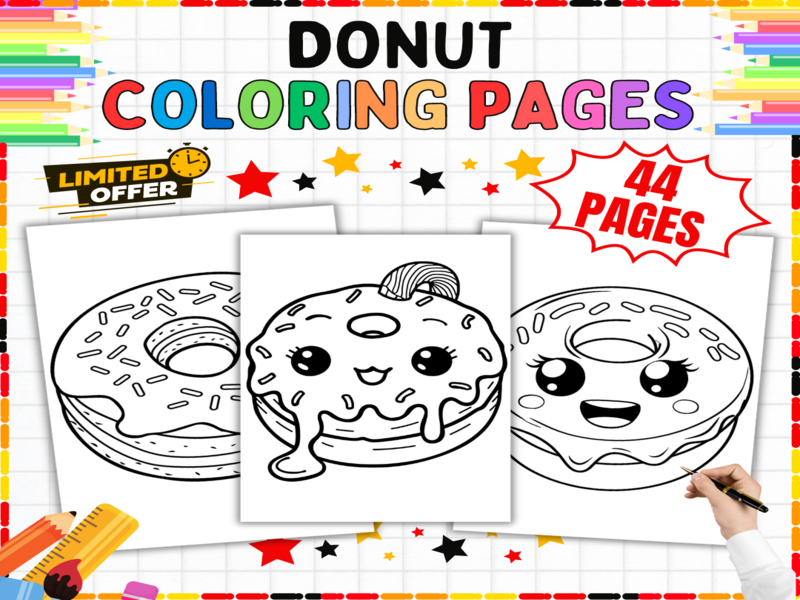 44 Donut Colouring Pages | Sweet Treats Activities | Fun Printable Worksheets for Young Learners