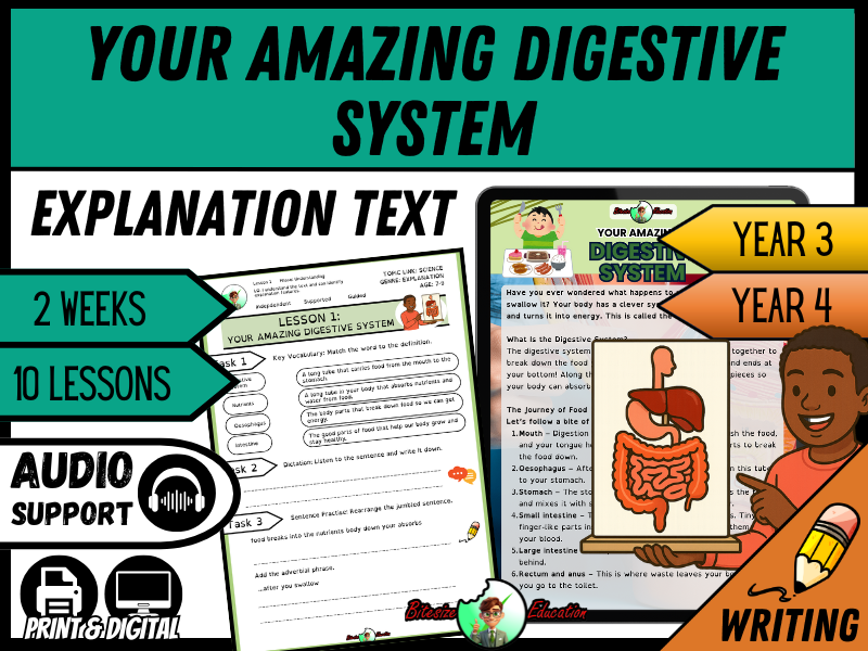 Your Amazing Digestive System | Explanation Writing Pack | Year 3/4