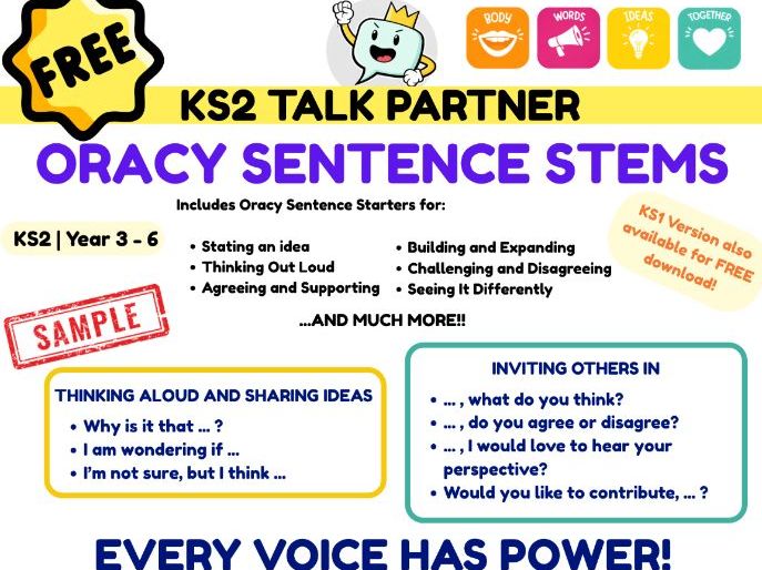 KS2 Talk Boosters: Oracy Sentence Stems Poster | Voice 21 Compatible | Discussion Support