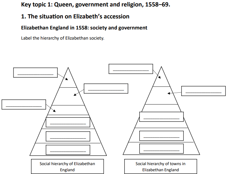 Early Elizabethan England Revision Workbook