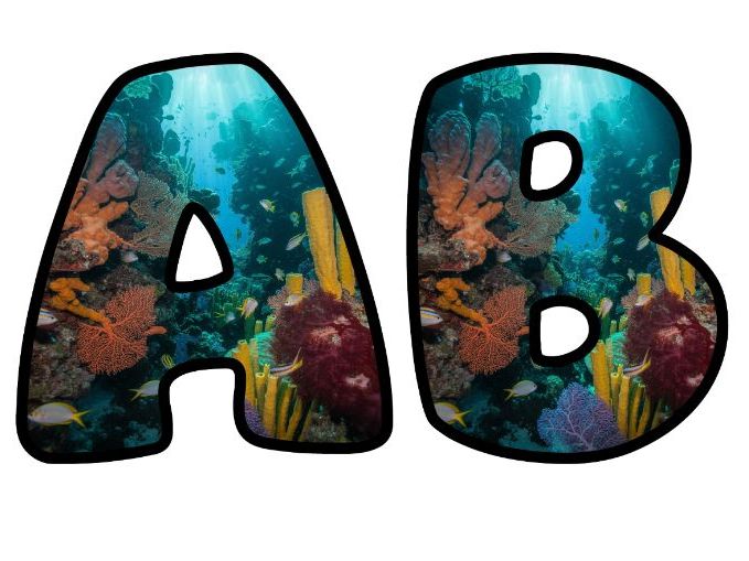 Underwater Explorers Sea Classroom Display Lettering Set | Upper & Lowercase Letters, 0-9 and Signs