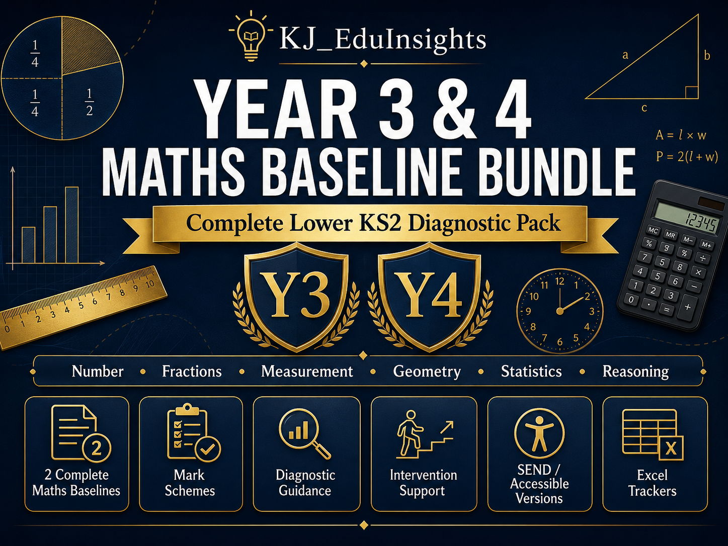 Year 3 & Year 4 Maths Baseline Assessment Bundle | Complete Lower KS2 Diagnostic Pack