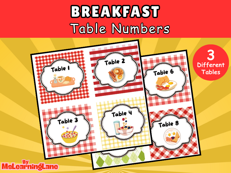 Breakfast Table Labels | Food-Themed Printable Classroom Decor for Group Organisation