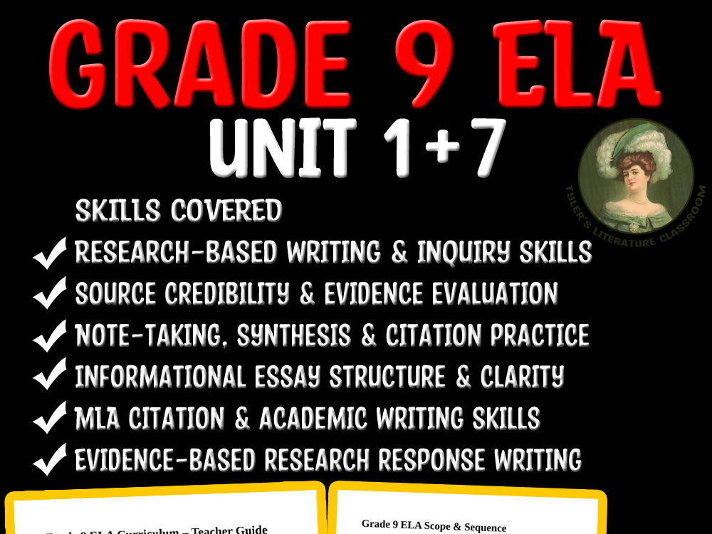 Grade 9 ELA Unit 1 & 7 | Research-Based Writing & MLA Citation Bundle