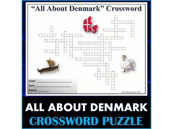 All About Denmark - Crossword Puzzle Activity Worksheet