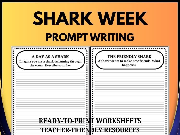 Shark Week Writing Prompts | 30 Creative Writing Activities | Grades 2–8