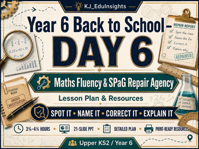 Year 6 First Week Back: Day 6 – Maths Fluency & SPaG Repair Agency | Full-Day Diagnostic, Grammar