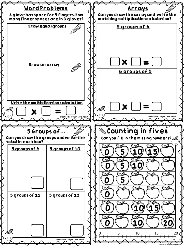 5 Times Tables Multiply By 5 Multiplication Year 1 Year 2 Worksheets