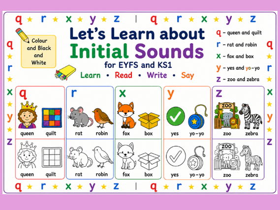 Let's Learn Initial Sounds: q r x y z