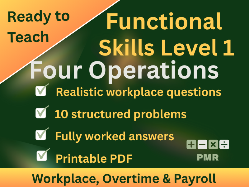 Functional Skills Four Operations L1 Worksheet
