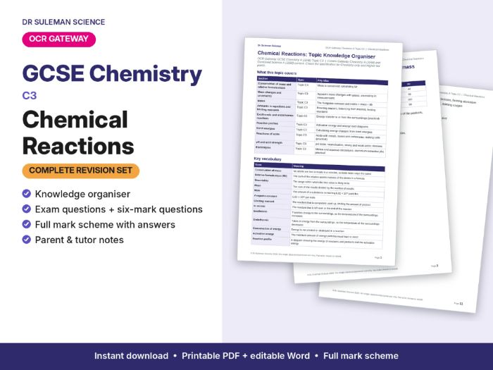 OCR Gateway GCSE Chemistry C3 Chemical Reactions Revision