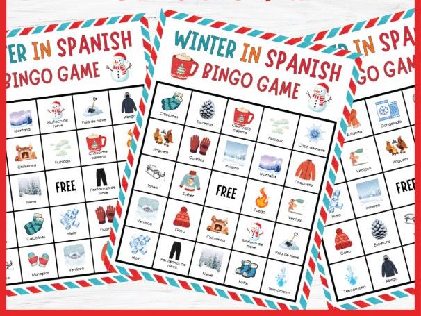 No Prep Winter in Spanish Bingo de Invierno Holiday Vocabulary Activities