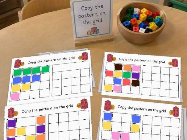 Copy the Pattern on the Grid | EYFS Maths | Pattern & Spatial Awareness | Linking Cubes