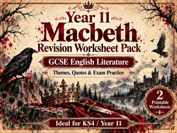 Macbeth GCSE Revision Worksheets | Year 10 & 11 | Themes, Quotes & Exam Practice