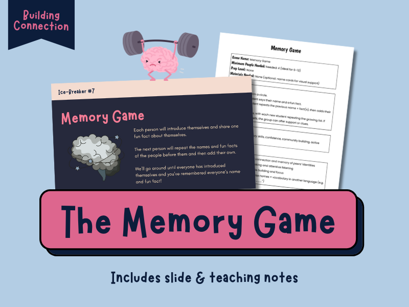Memory Game Classroom Activity Pack